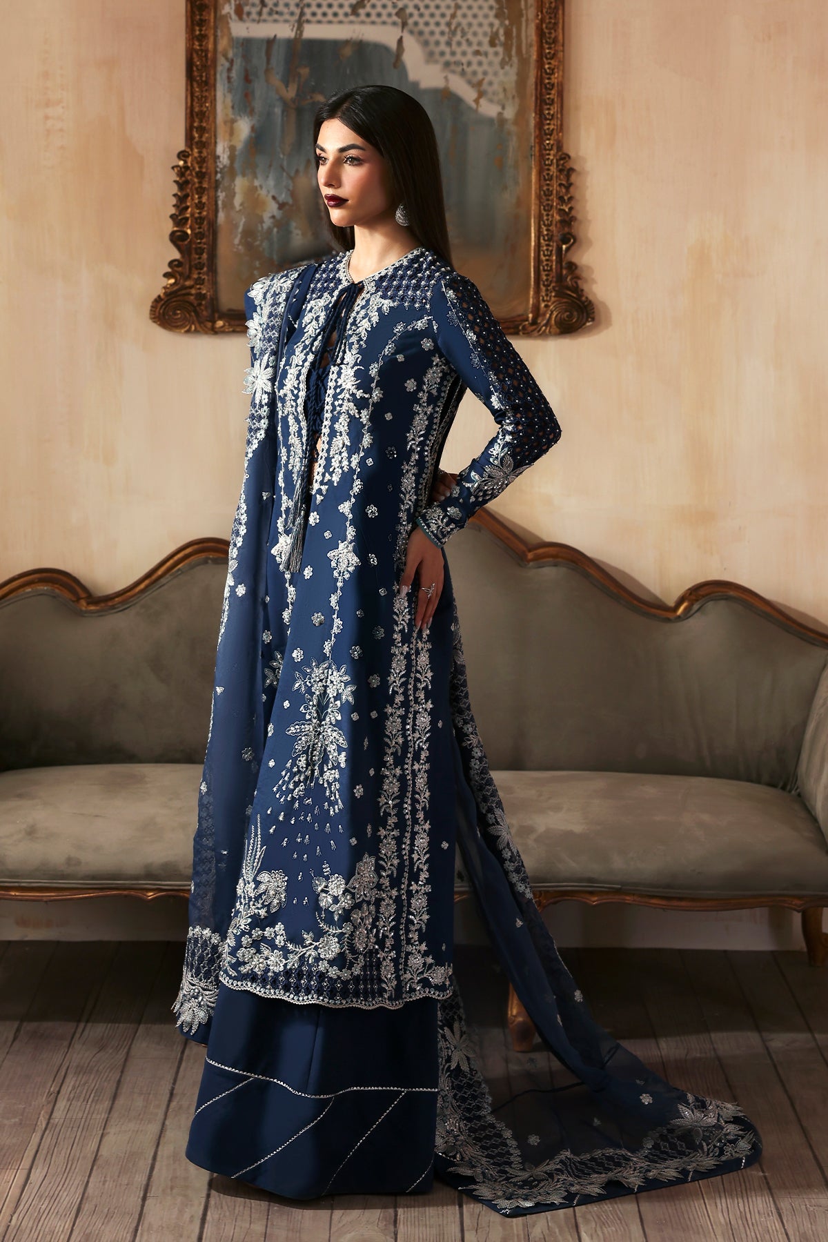 Inara Zarposh Jahanara Hand-Embellished Embroidered Unstitched 3 Piece Festive Raw Silk Suit with Organza Dupatta