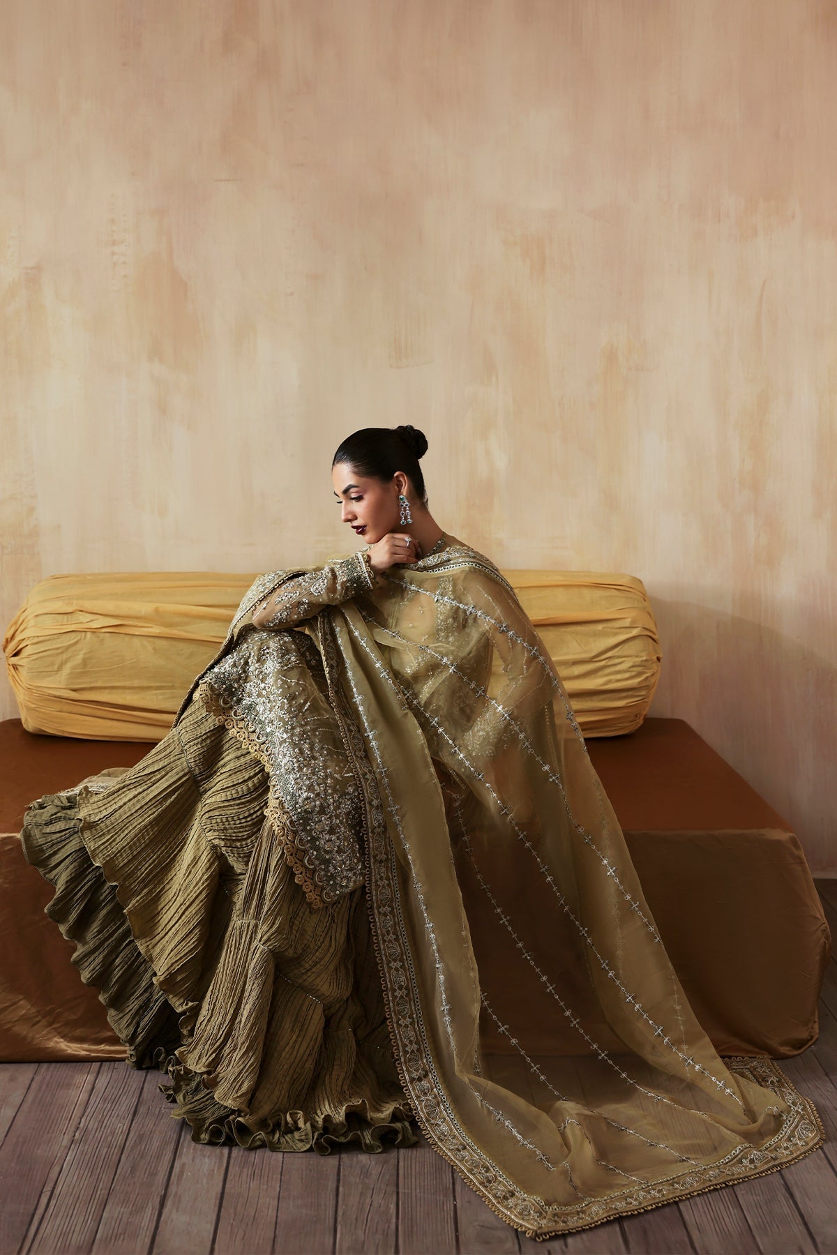 Zarqash Zarposh Jahanara Hand-Embellished Embroidered Unstitched 3 Piece Festive Raw Silk Suit