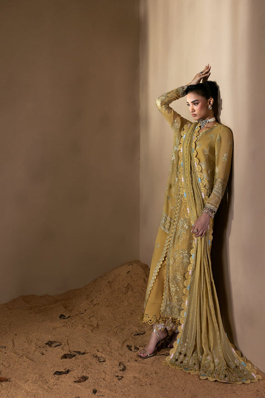 Cymelle Zarposh Jahanara Embroidered Unstitched 3 Piece Festive Chiffon Suit with Raw Silk Trouser