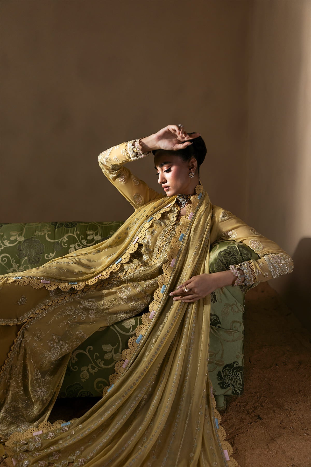 Cymelle Zarposh Jahanara Embroidered Unstitched 3 Piece Festive Chiffon Suit with Raw Silk Trouser