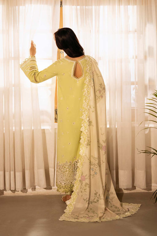 Gulnaz Zarposh Jahanara – Embroidered Lawn Unstitched 3 Piece Festive Suit with Silk Dupatta & Cotton Trouser