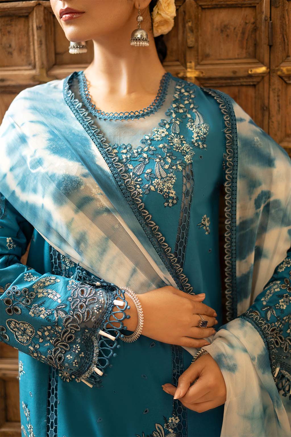 Azal Zarposh Jahanara Embroidered Unstitched 3 Piece Festive Lawn Suit with Chiffon Dupatta