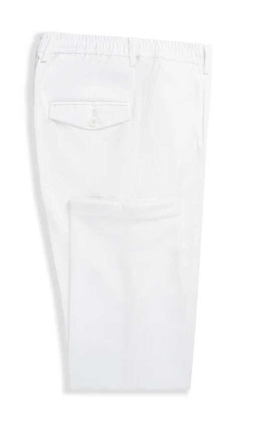 Elasticated pleated pant white
