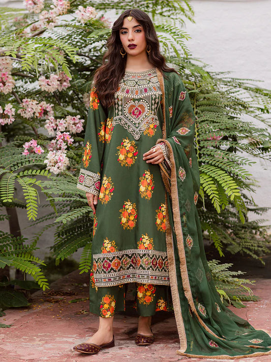 Mahnur Luxury Embroidered Lawn 3pc