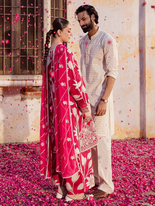 Mahnur Gulzar Luxury Embroidered Viscose 3pc