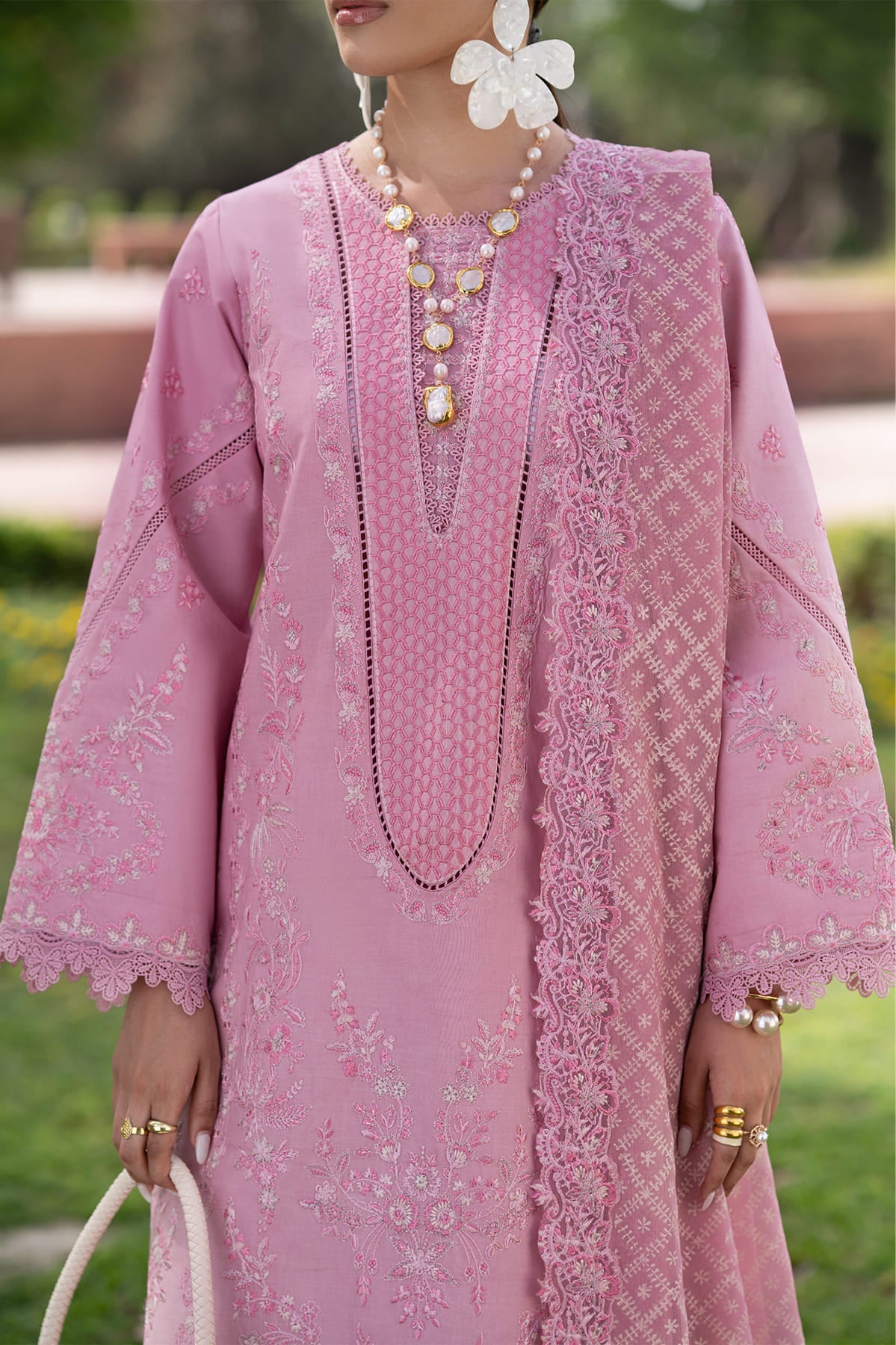 Roselle Zarposh Jahanara Embroidered Unstitched 3 Piece Festive Lawn Suit with Chiffon Dupatta