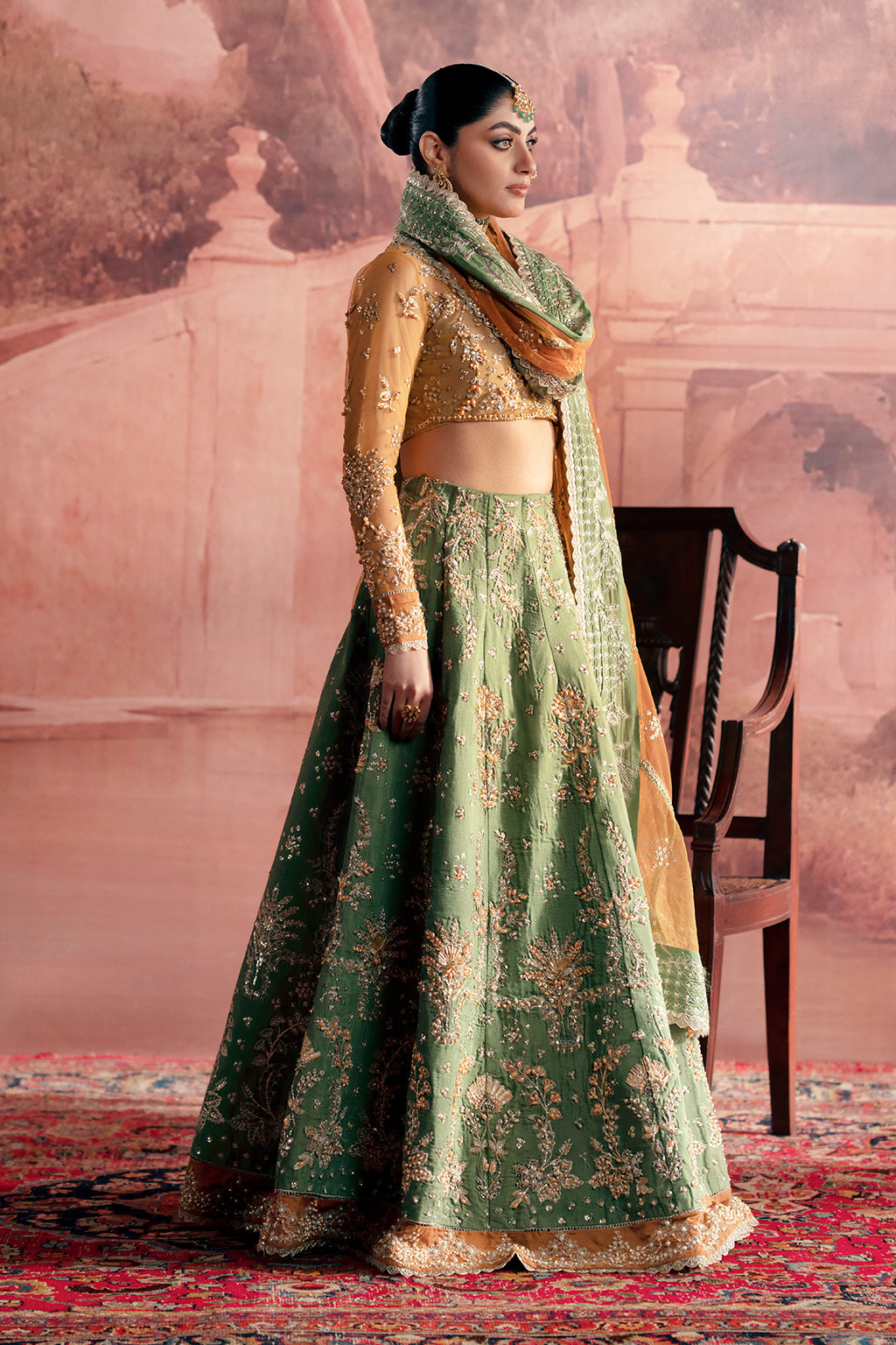 Noorani Zarposh Jahanara – Embroidered Raw Silk & Net Unstitched 3 Piece Festive Suit with Dupatta