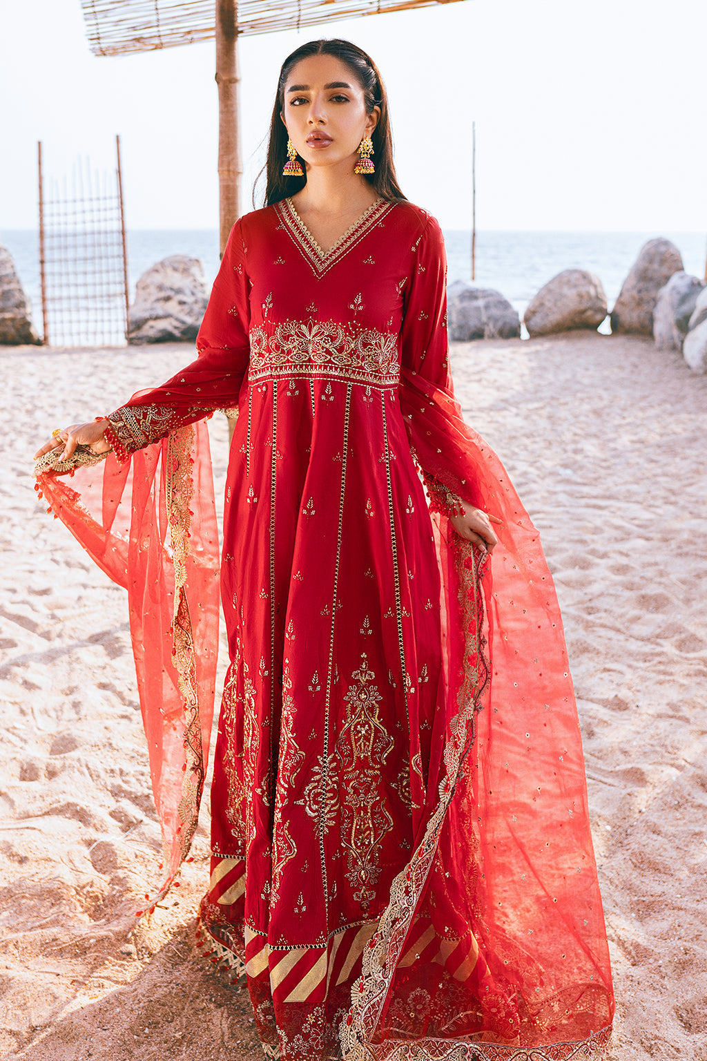 Ghazal Zarposh Jahanara – Luxury Embroidered Unstitched 3 Piece Festive Lawn & Organza Suit with Dupatta