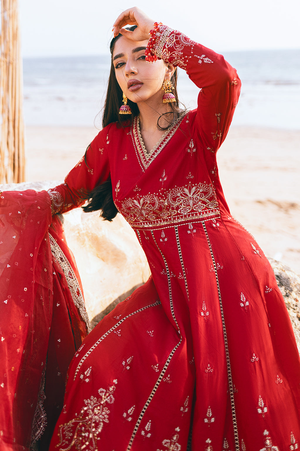 Ghazal Zarposh Jahanara – Luxury Embroidered Unstitched 3 Piece Festive Lawn & Organza Suit with Dupatta