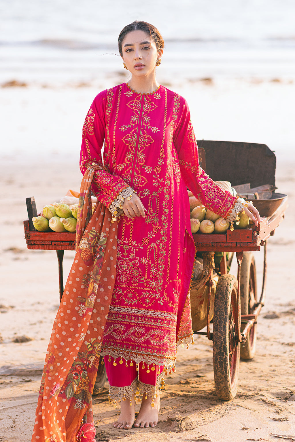 Zinnia Zarposh Jahanara – Luxury Embroidered Unstitched 3 Piece Festive Lawn & Organza Suit with Bamber Dupatta