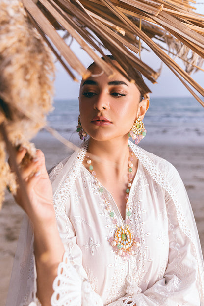 Falak – Luxury Embroidered Lawn 3 Piece Suit with Net Laser Dupatta & Cotton Trouser