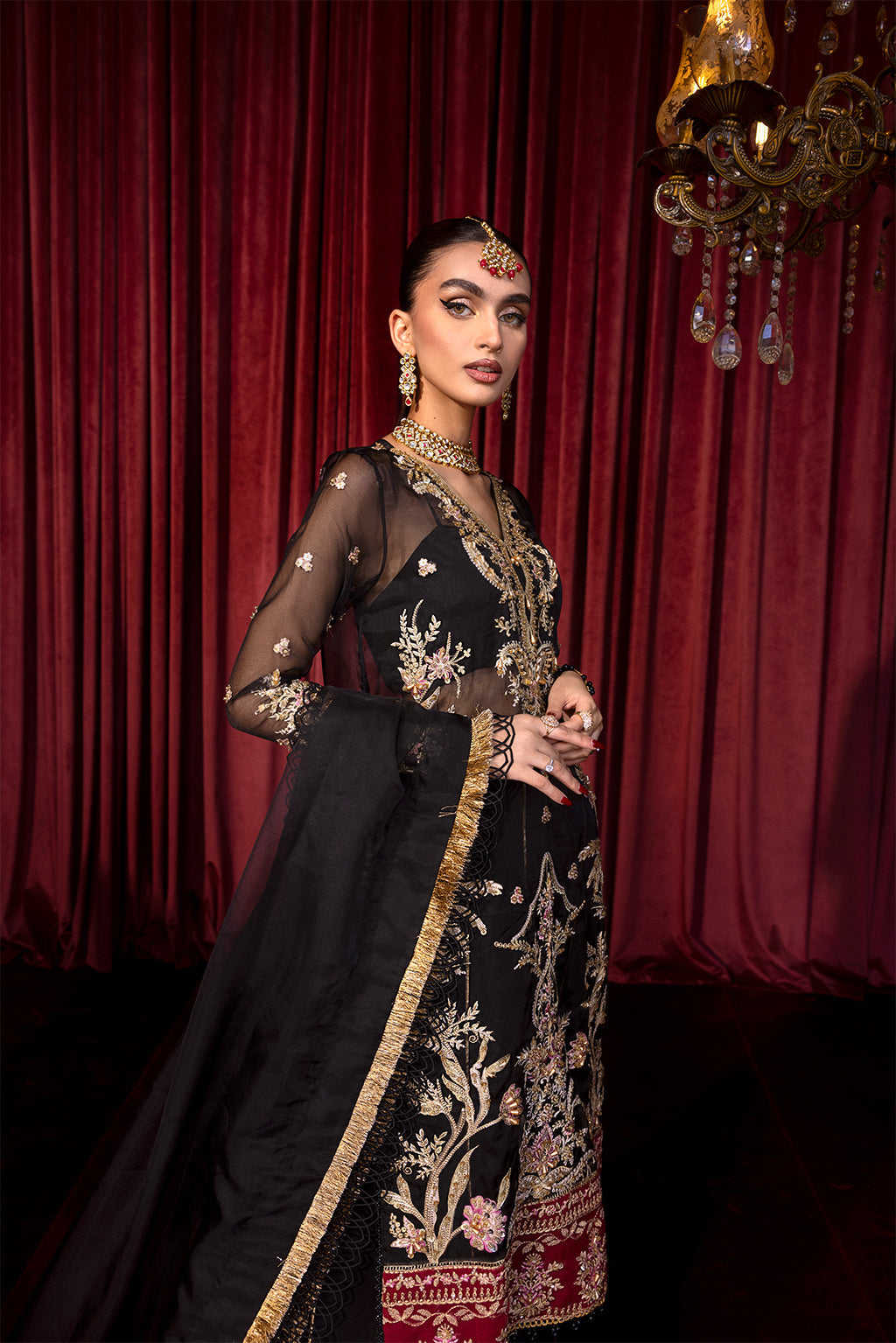 MAHAY Zarposh Jahanara Embroidered Unstitched 3 Piece Festive Suit – Organza & Raw Silk Adda Work