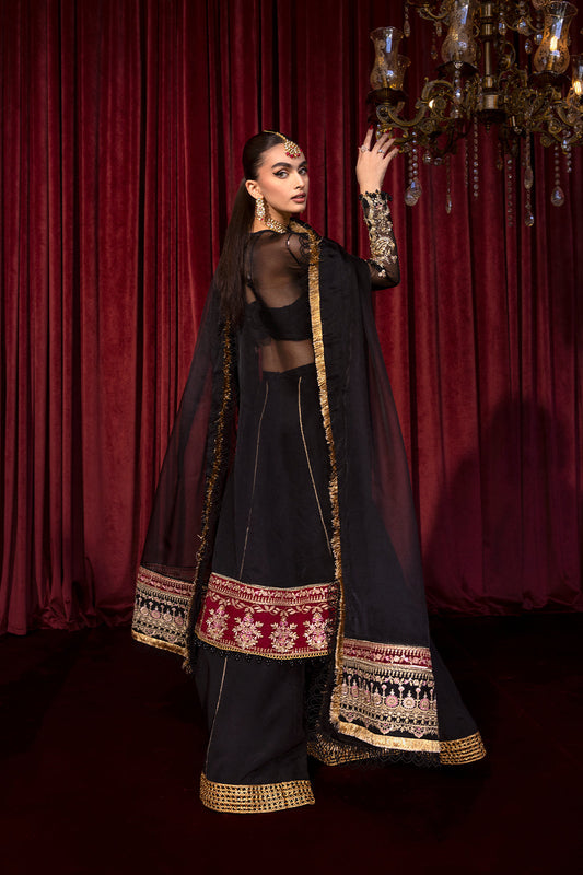 MAHAY Zarposh Jahanara Embroidered Unstitched 3 Piece Festive Suit – Organza & Raw Silk Adda Work