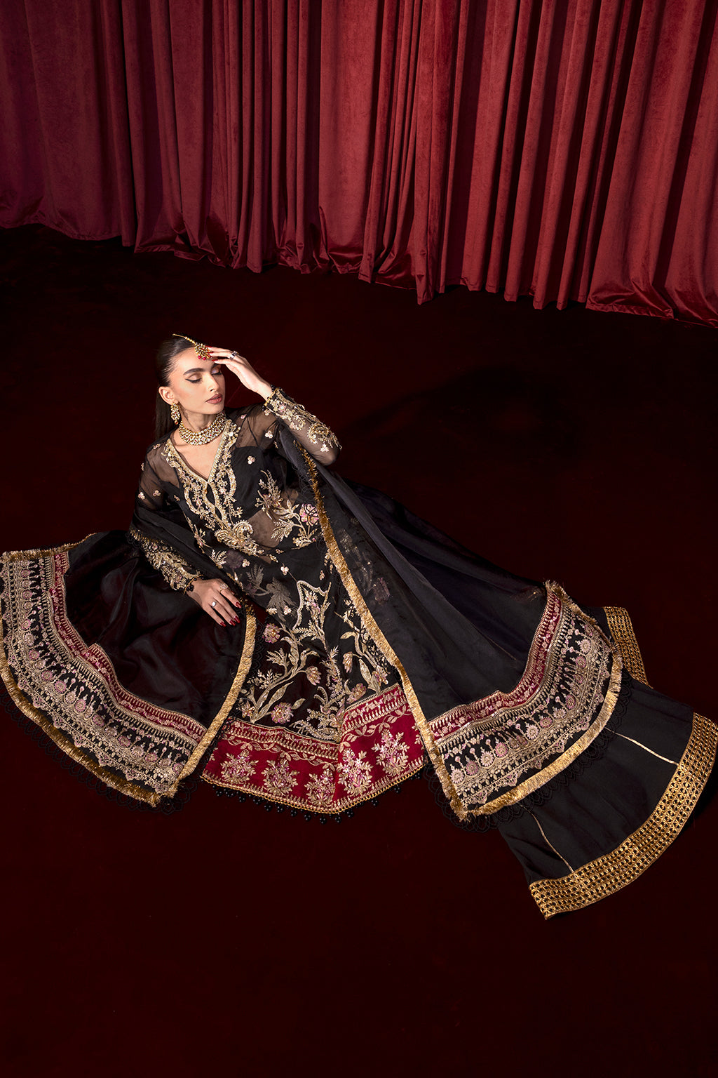 MAHAY Zarposh Jahanara Embroidered Unstitched 3 Piece Festive Suit – Organza & Raw Silk Adda Work