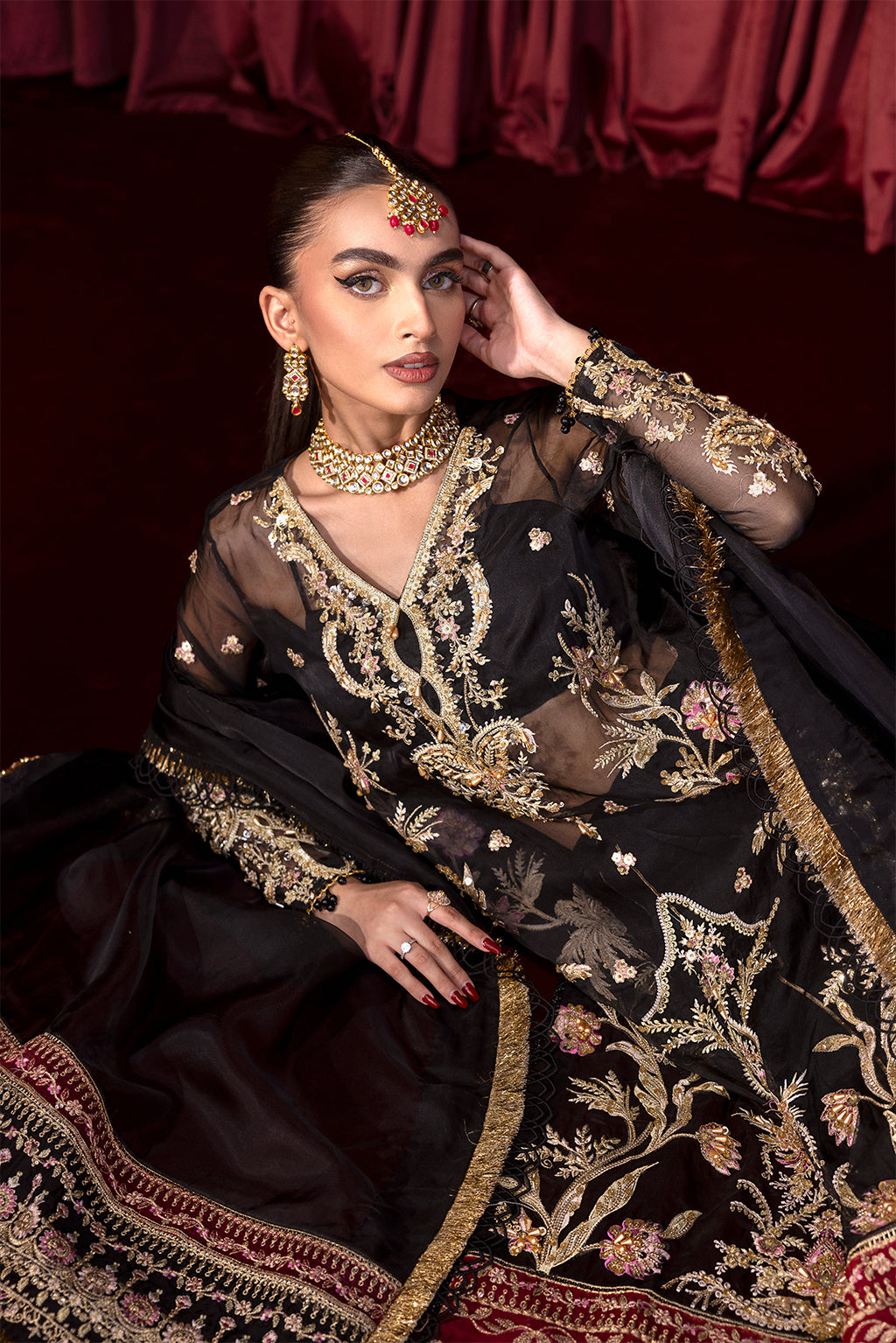 MAHAY Zarposh Jahanara Embroidered Unstitched 3 Piece Festive Suit – Organza & Raw Silk Adda Work