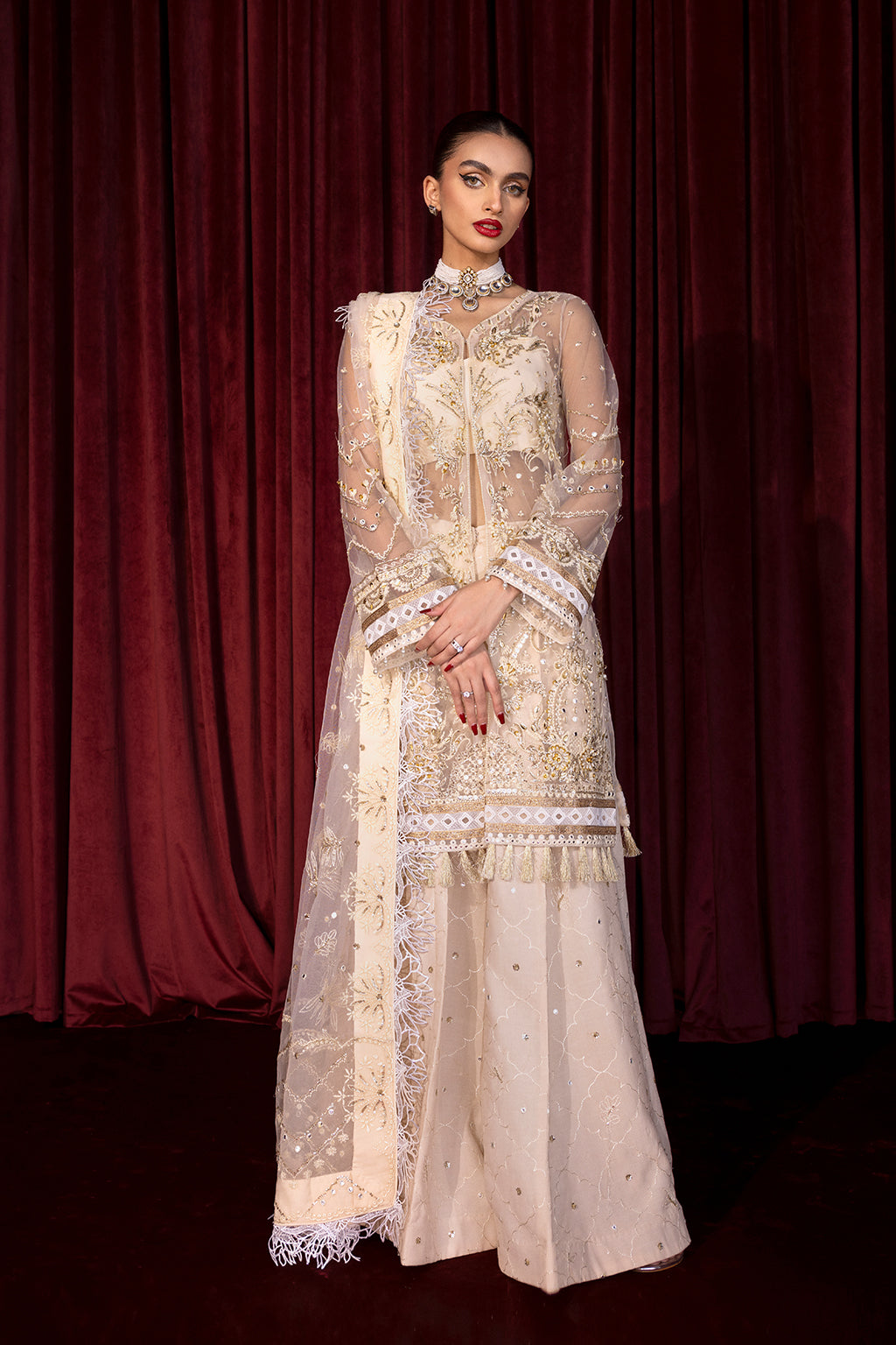 RAHA Zarposh Jahanara Embroidered Unstitched 3 Piece Festive Suit – Net, Organza & Raw Silk Adda Work