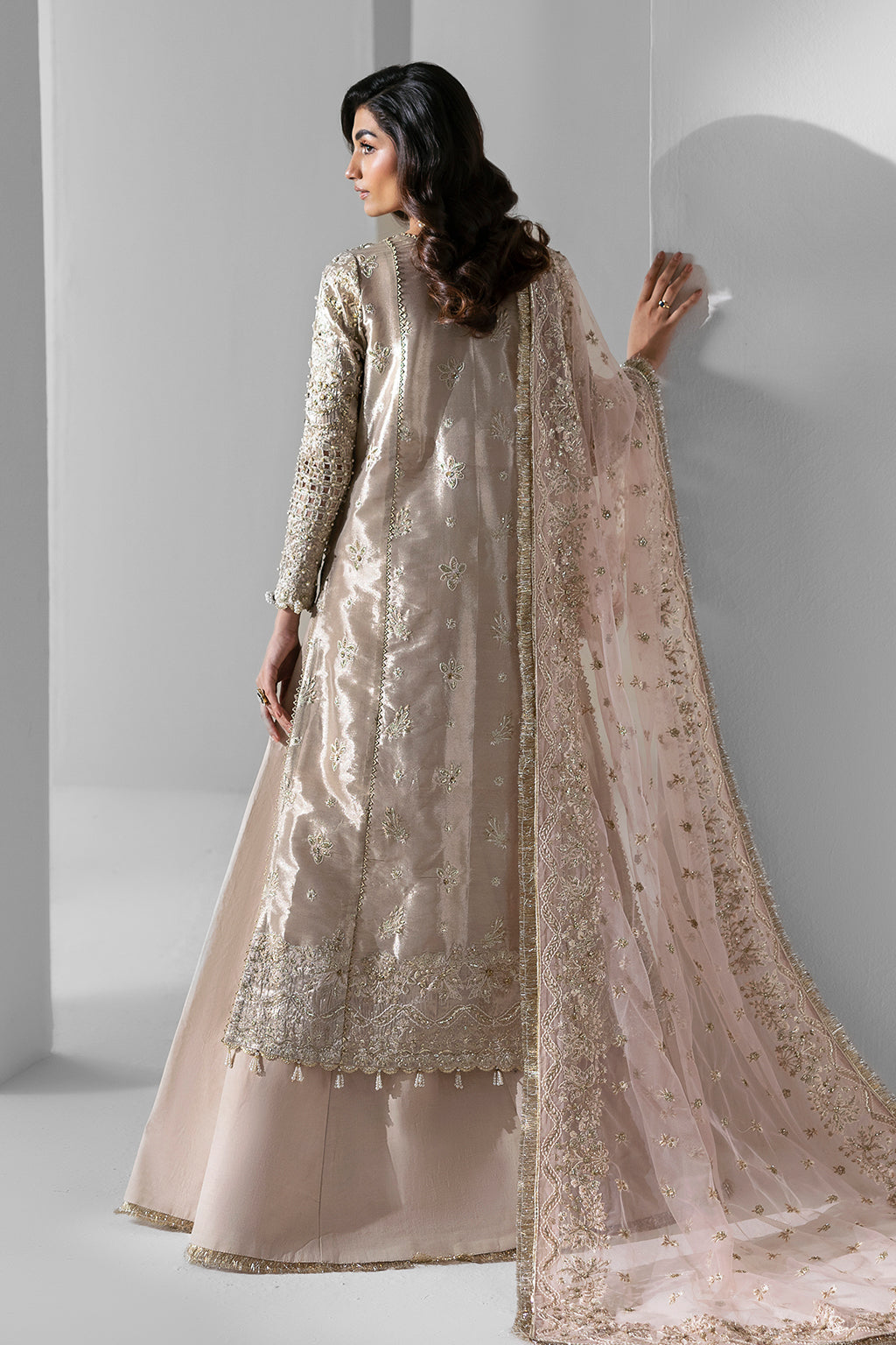 Ember Zarposh Jahanara – Embroidered Zari Organza Unstitched 3 Piece Festive Suit with Net Dupatta & Raw Silk Trouser