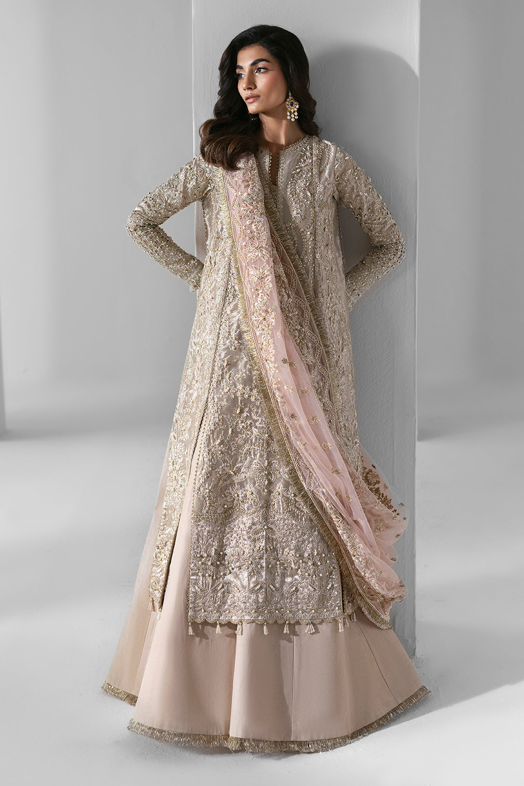 Ember Zarposh Jahanara – Embroidered Zari Organza Unstitched 3 Piece Festive Suit with Net Dupatta & Raw Silk Trouser