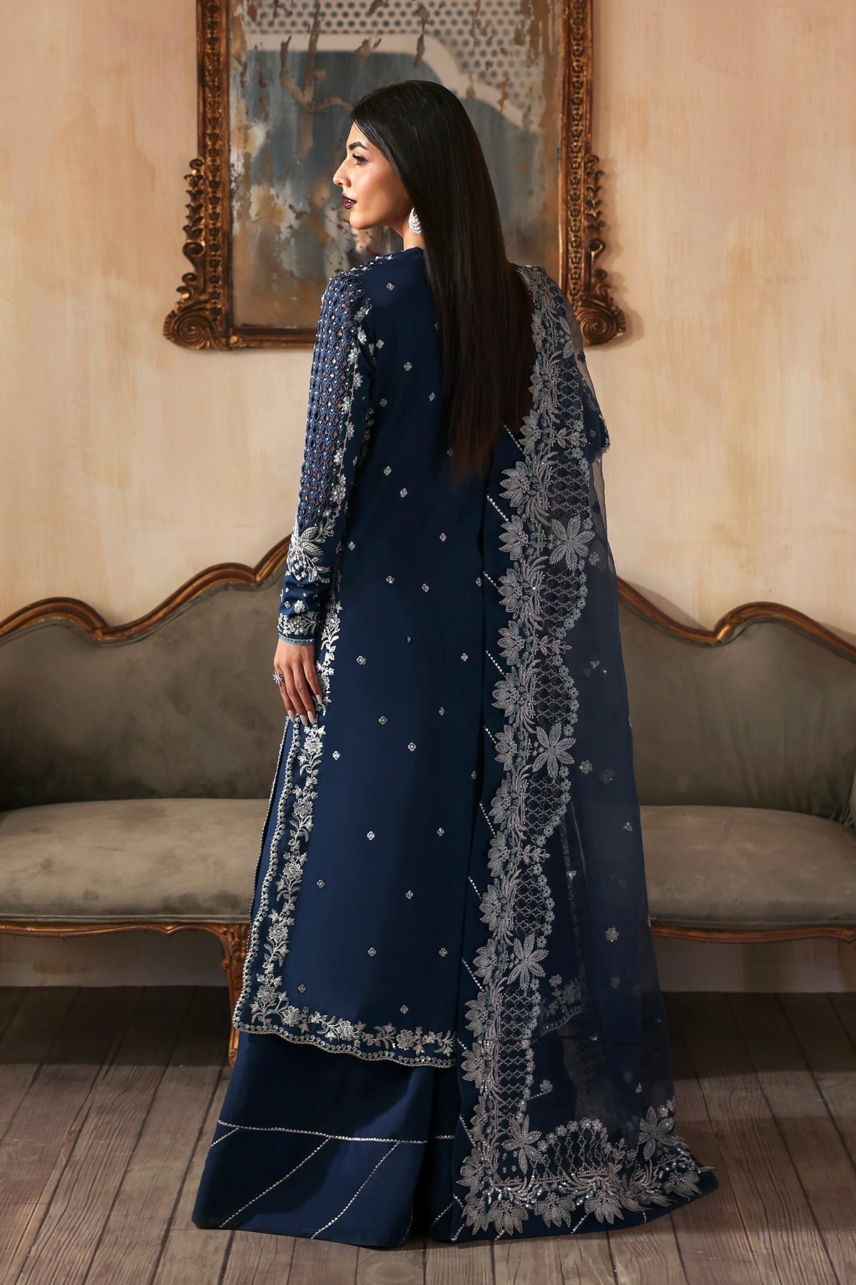 Inara Zarposh Jahanara Hand-Embellished Embroidered Unstitched 3 Piece Festive Raw Silk Suit with Organza Dupatta