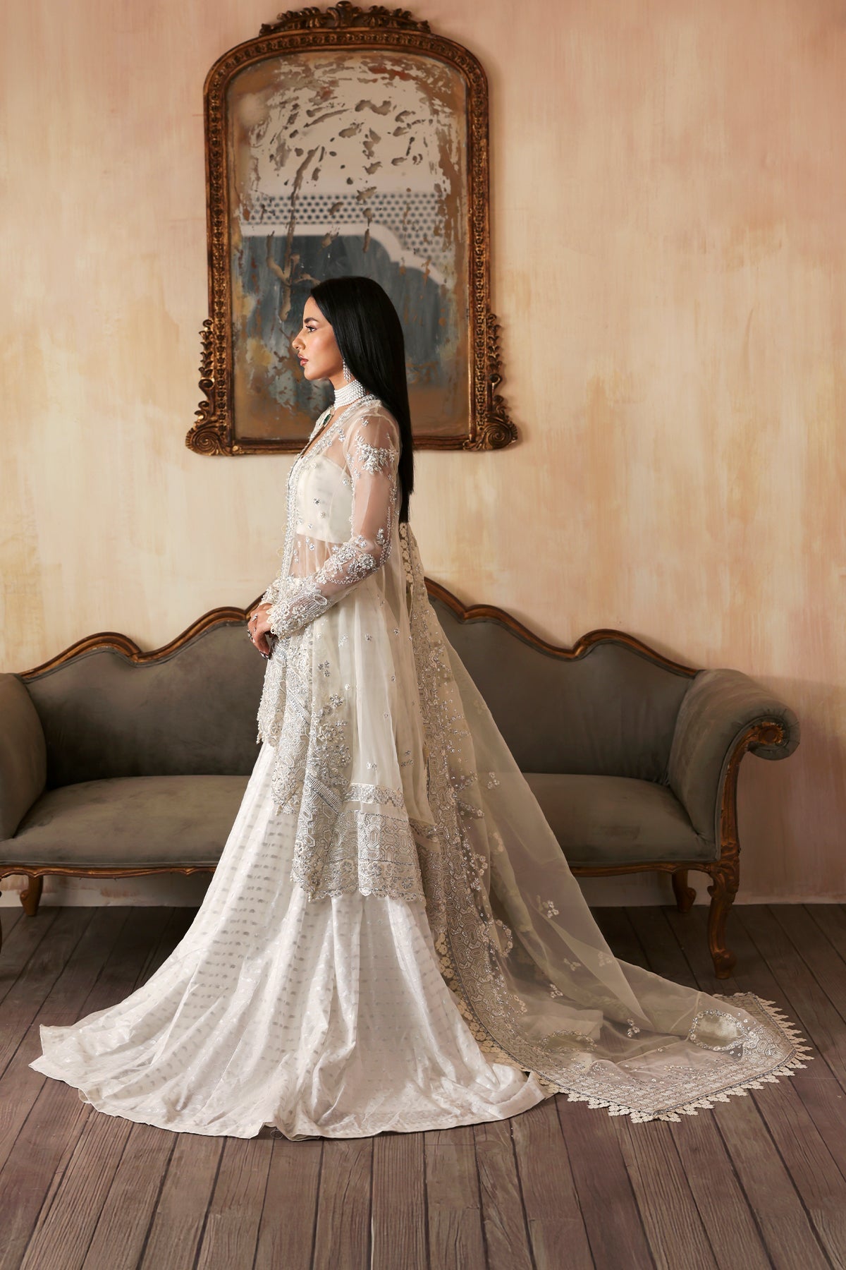 Zaunisa Zarposh Jahanara Embroidered Unstitched 3 Piece Festive Organza Suit with Zari Jacquard Trouser