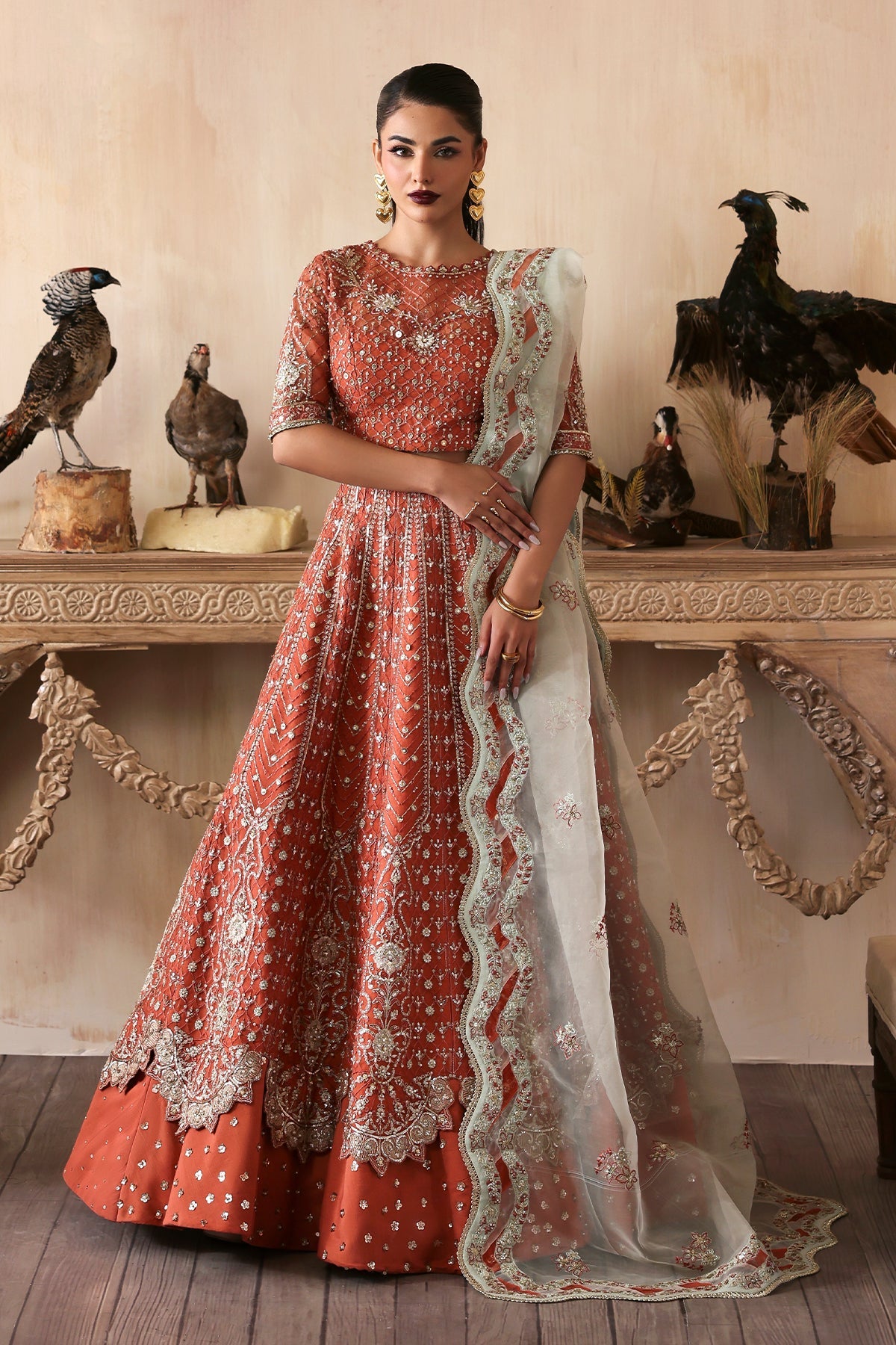 Mahgul Zarposh Jahanara Hand-Embellished Embroidered Unstitched 3 Piece Festive Raw Silk Suit with Organza Dupatta