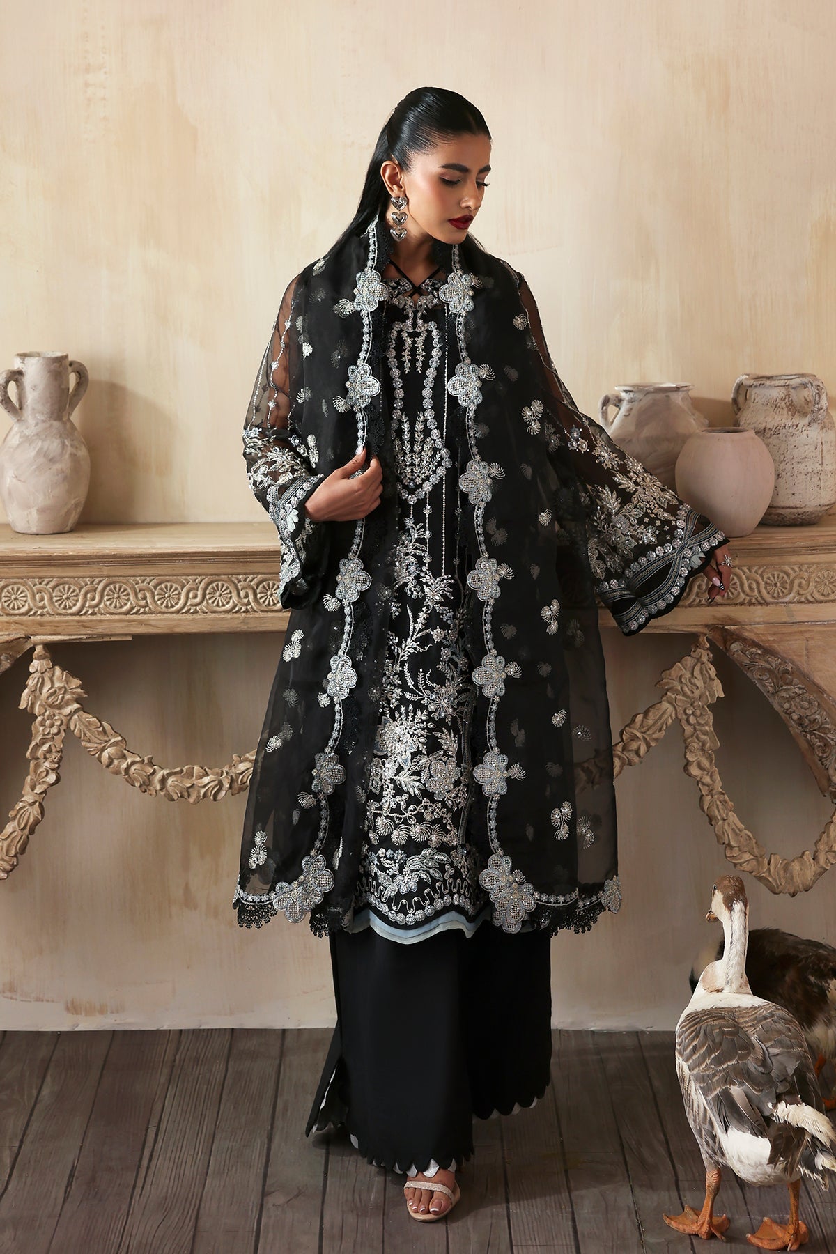 Ayzel Zarposh Jahanara Hand-Embellished Embroidered Unstitched 3 Piece Festive Organza Suit