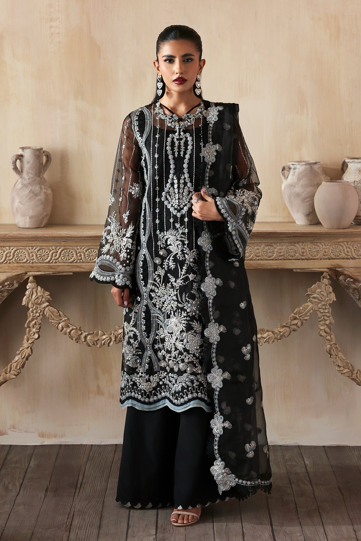 Ayzel Zarposh Jahanara Hand-Embellished Embroidered Unstitched 3 Piece Festive Organza Suit