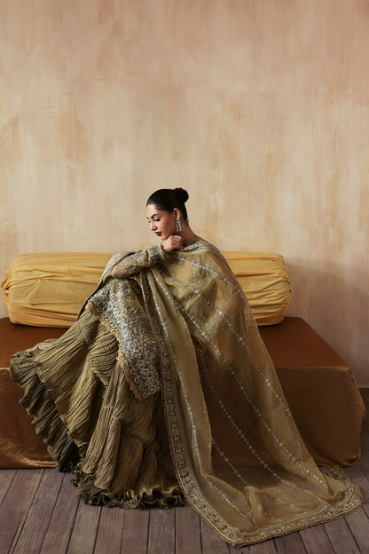 Zarqash Zarposh Jahanara Hand-Embellished Embroidered Unstitched 3 Piece Festive Raw Silk Suit