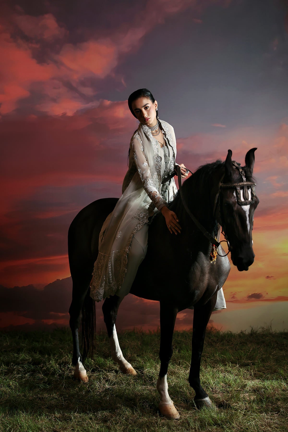 Lumen Zarposh Jahanara Embroidered Unstitched 3 Piece Festive Chiffon Suit with Raw Silk Trouser