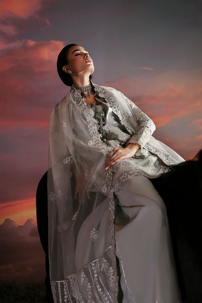 Lumen Zarposh Jahanara Embroidered Unstitched 3 Piece Festive Chiffon Suit with Raw Silk Trouser