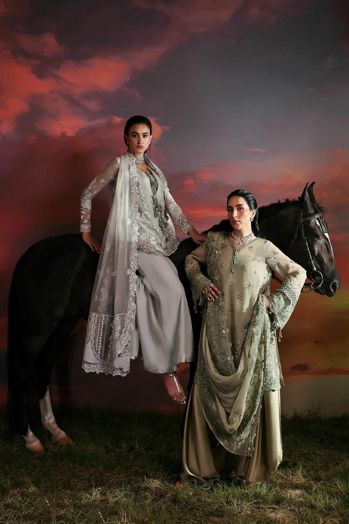 Lumen Zarposh Jahanara Embroidered Unstitched 3 Piece Festive Chiffon Suit with Raw Silk Trouser