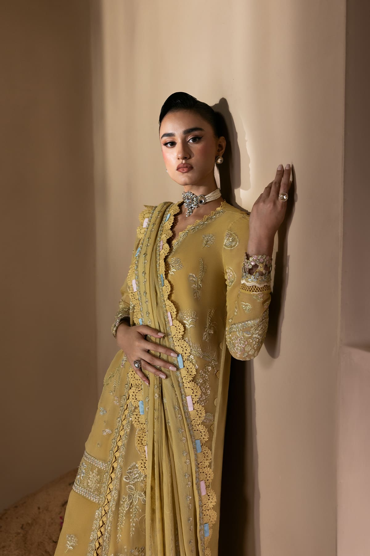 Cymelle Zarposh Jahanara Embroidered Unstitched 3 Piece Festive Chiffon Suit with Raw Silk Trouser