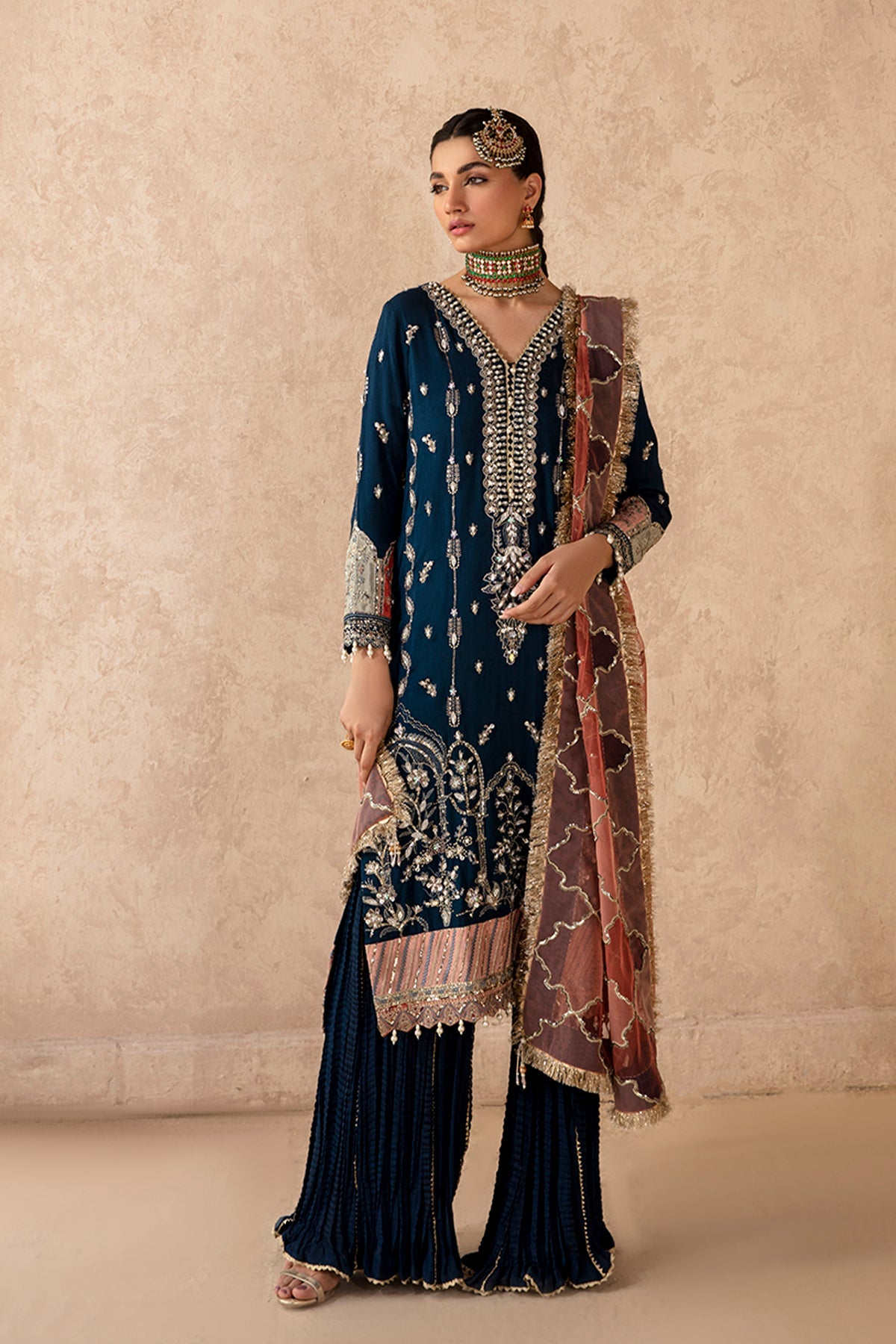 ANAYA Zarposh Jahanara Embroidered Unstitched 3 Piece Festive Suit