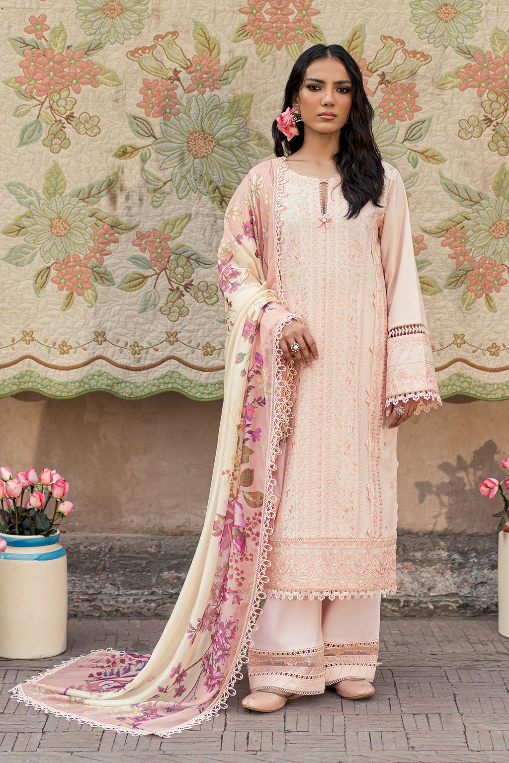 Kaatha Zarposh Jahanara Embroidered Unstitched 3 Piece Festive Suit – Lawn, Organza & Silk Dupatta