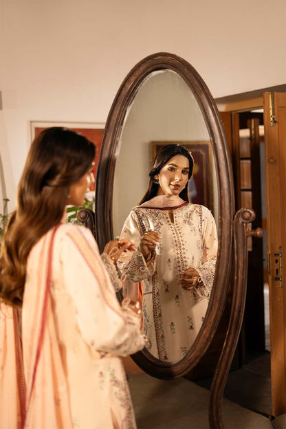 Gulbano Zarposh Jahanara – Embroidered Lawn Unstitched 3 Piece Festive Suit with Silk Dupatta & Cotton Trouser