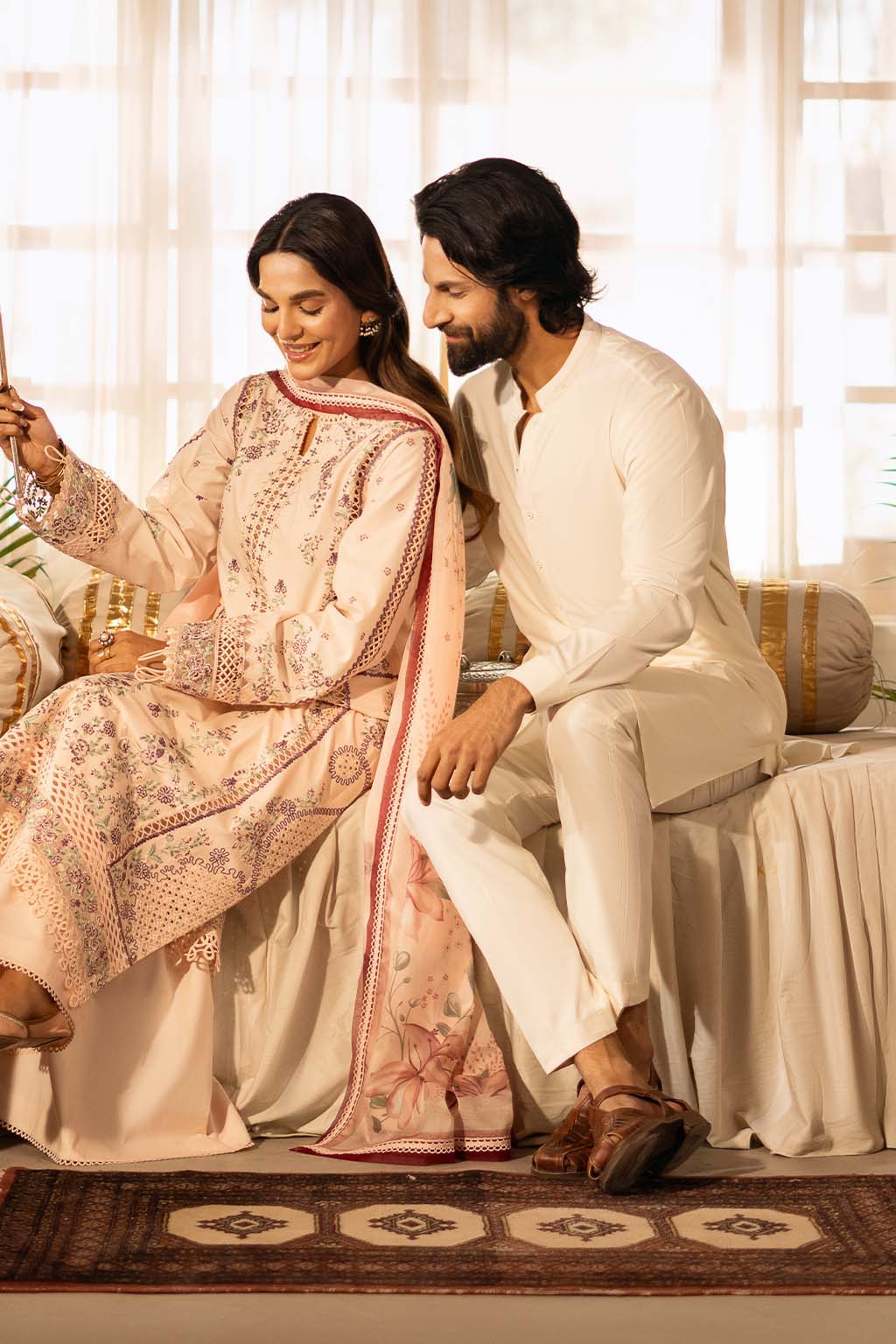 Gulbano Zarposh Jahanara – Embroidered Lawn Unstitched 3 Piece Festive Suit with Silk Dupatta & Cotton Trouser