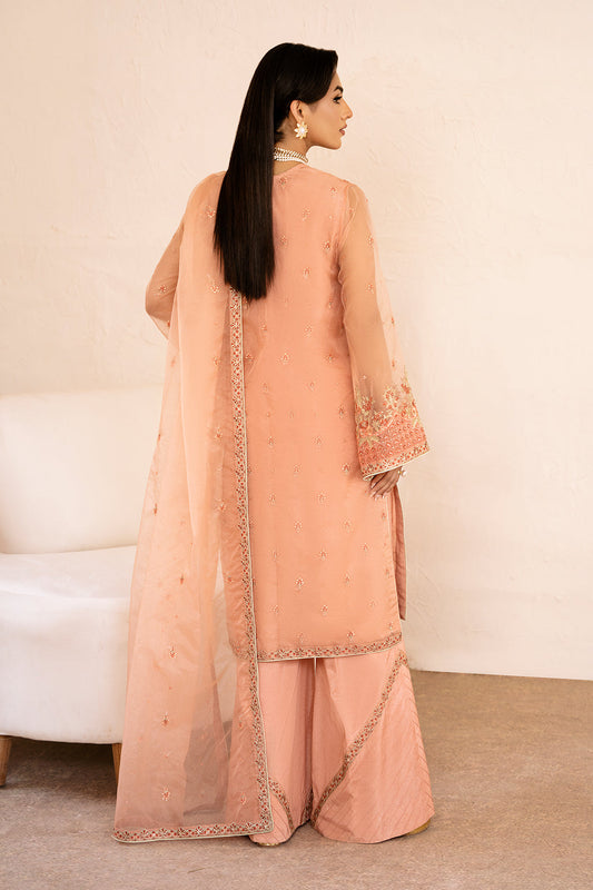 Aria Zarposh Jahanara Embroidered Stitched 3 Piece Festive Suit – Organza Shirt, Raw Silk Trouser & Dupatta