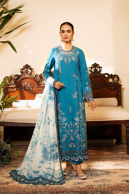 Azal Zarposh Jahanara Embroidered Unstitched 3 Piece Festive Lawn Suit with Chiffon Dupatta