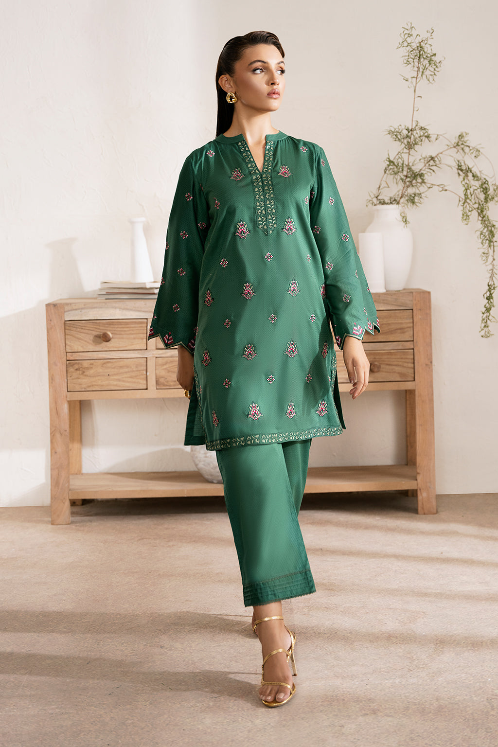 Jade Zarposh Jahanara Embroidered Stitched 2 Piece Festive Suit – Cotton Shirt & Trouser