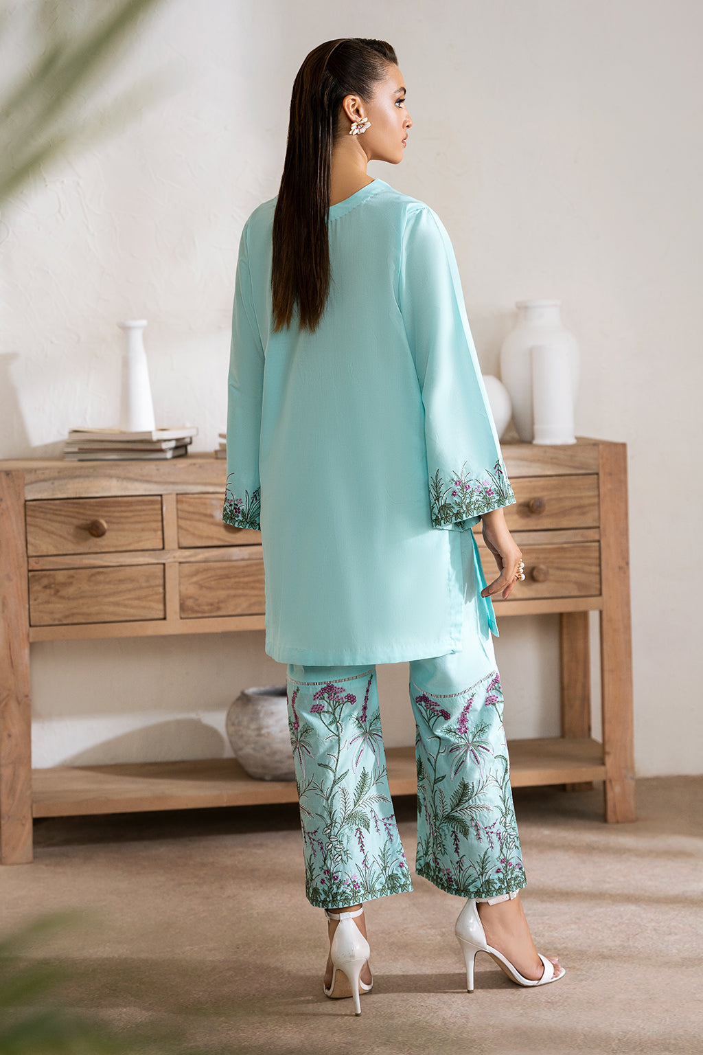 Aqua Zarposh Jahanara Embroidered Stitched 2 Piece Festive Suit – Cotton Shirt & Trouser