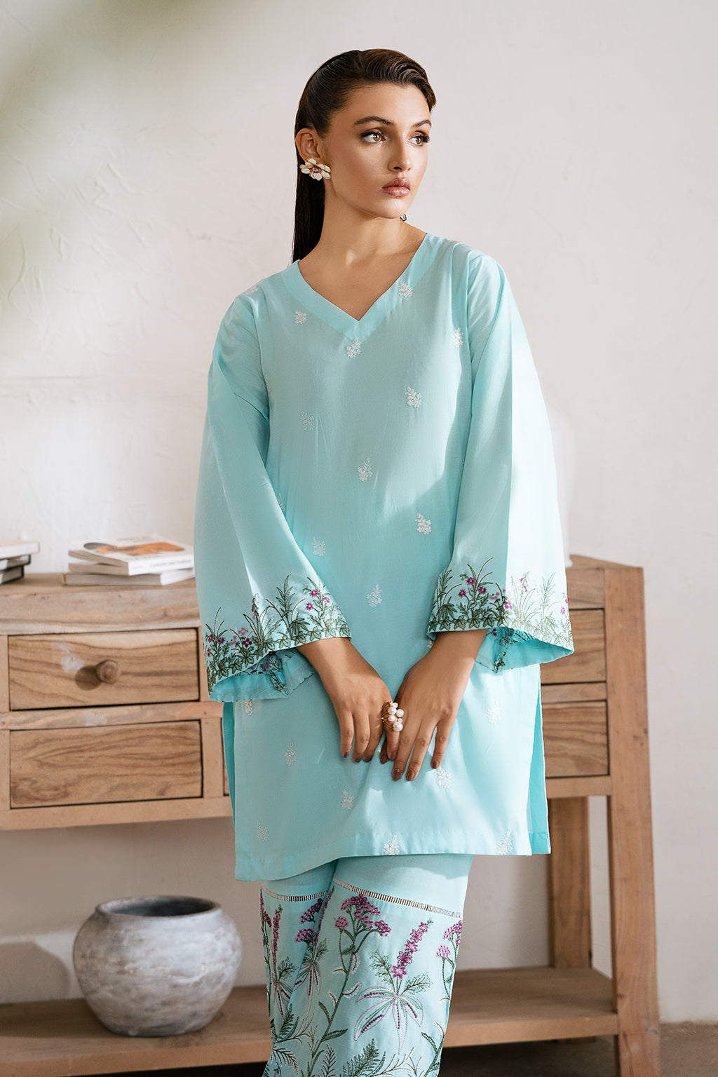Aqua Zarposh Jahanara Embroidered Stitched 2 Piece Festive Suit – Cotton Shirt & Trouser