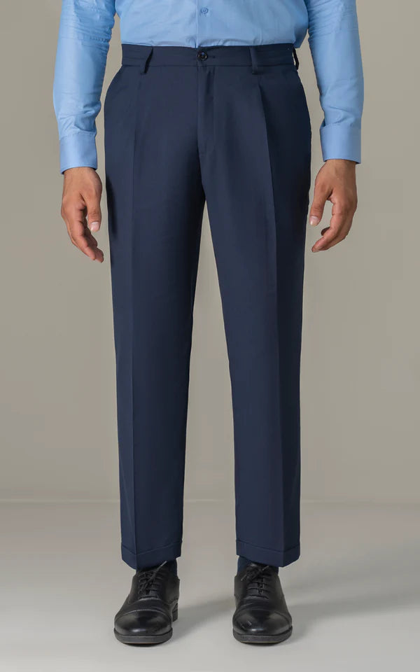 Elasticated pleated pant Navy