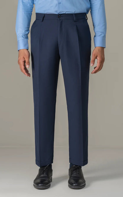 Elasticated pleated pant Navy