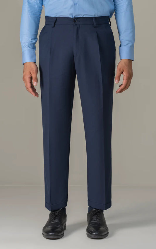 Elasticated pleated pant Navy