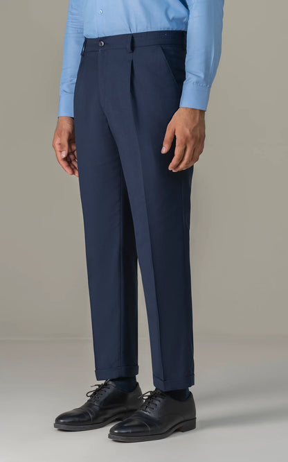 Elasticated pleated pant Navy