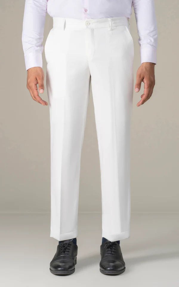 Elasticated pleated pant white