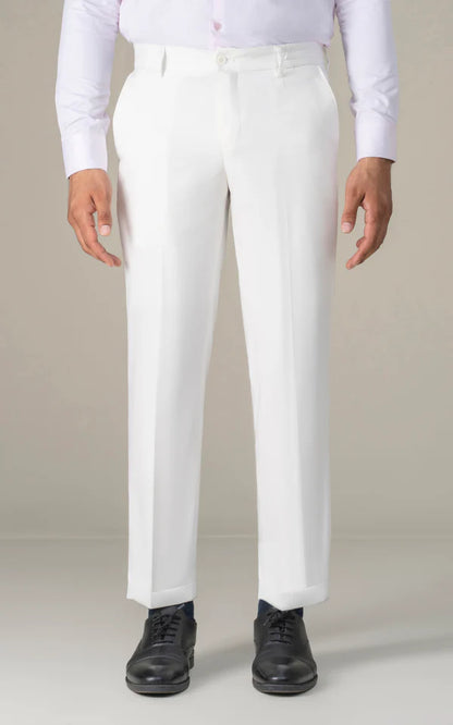 Elasticated pleated pant white