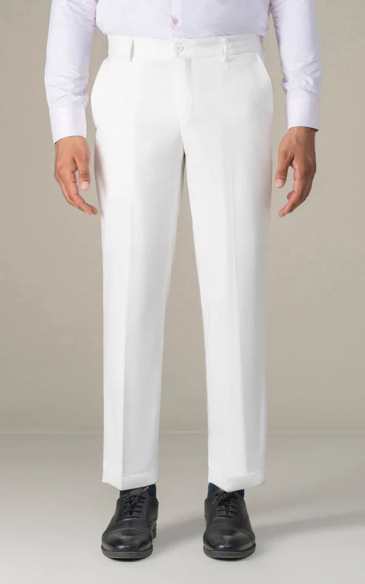 Elasticated pleated pant white