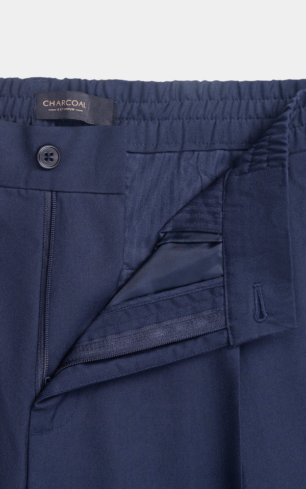 Elasticated pleated pant Navy