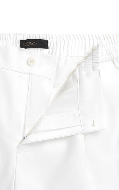 Elasticated pleated pant white